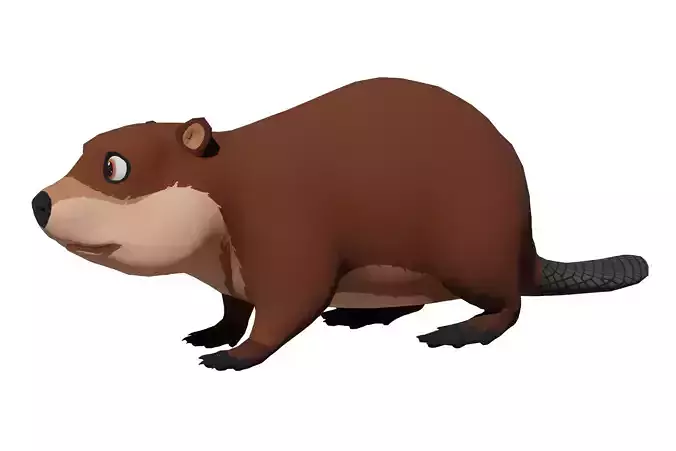 Cartoon Beaver Low-poly 3D model