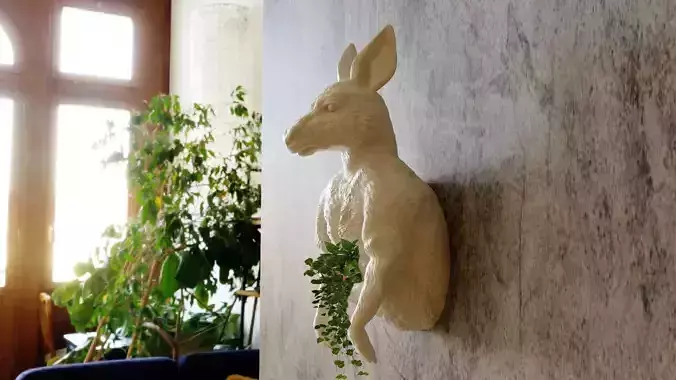 Kangaroo wall planter succulent flower vase cactus pot STL