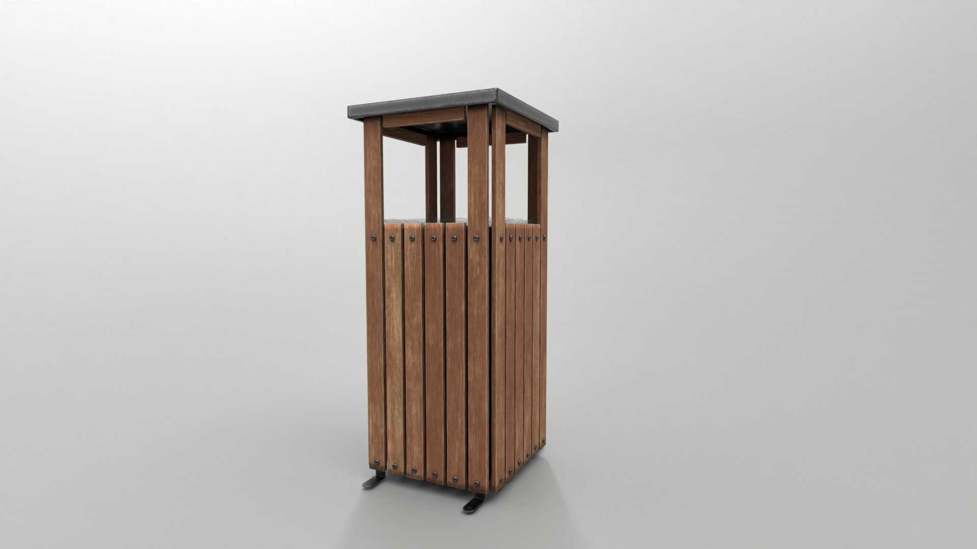 Modern Timber Street bin Vol 07 Game Ready PBR Low-poly 3Dmodel Low-poly 3D model_1