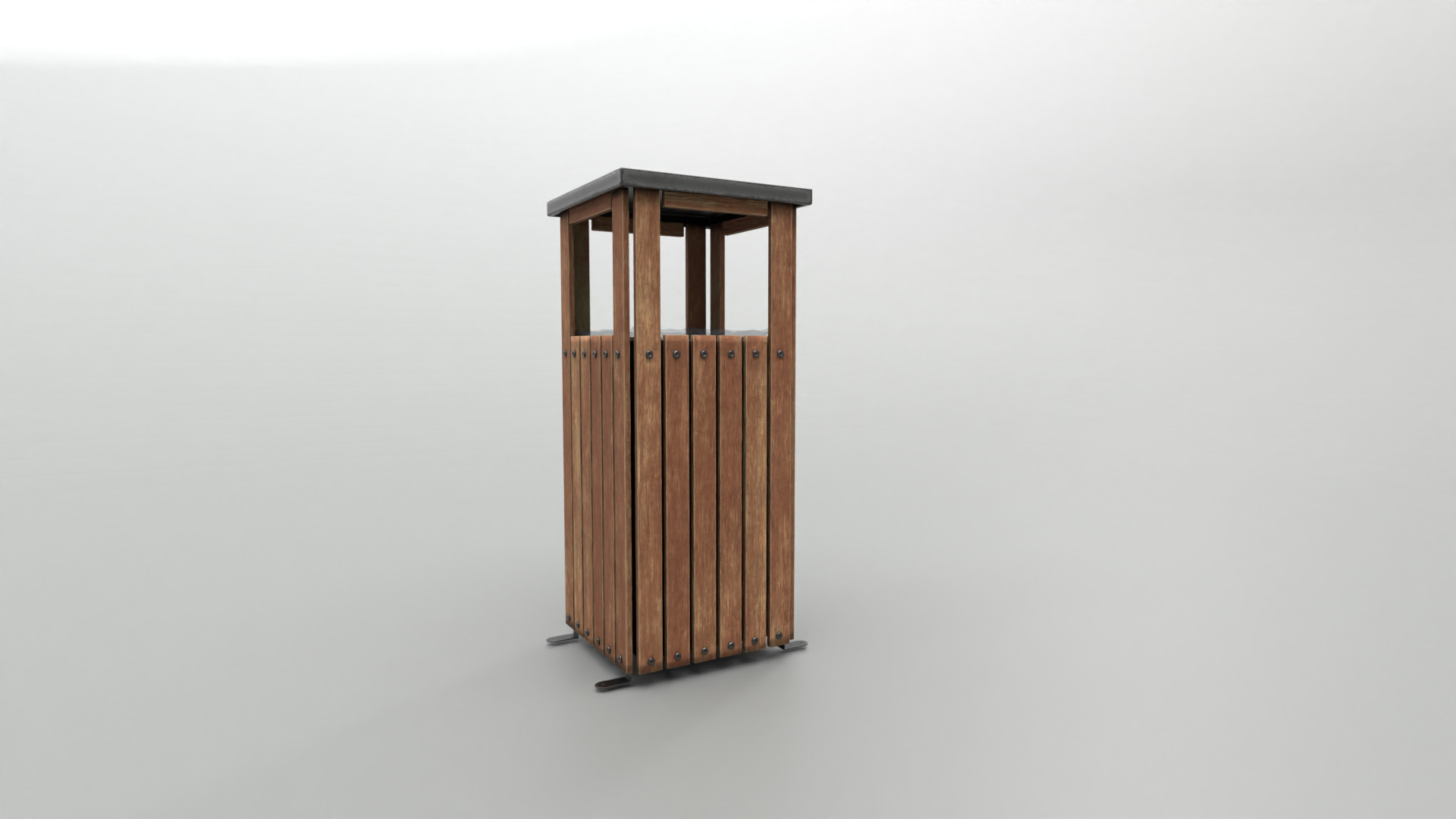 Modern Timber Street bin Vol 07 Game Ready PBR Low-poly 3Dmodel Low-poly 3D model_2