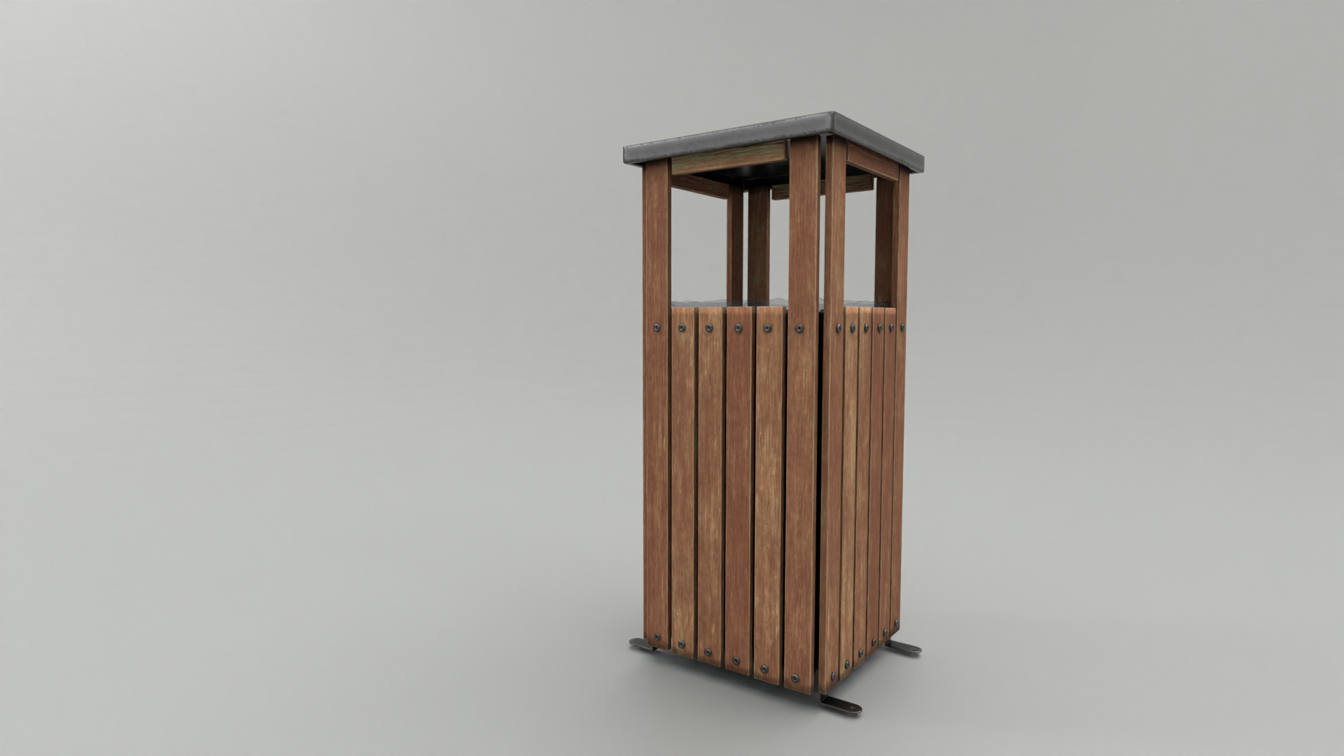 Modern Timber Street bin Vol 07 Game Ready PBR Low-poly 3Dmodel Low-poly 3D model_6