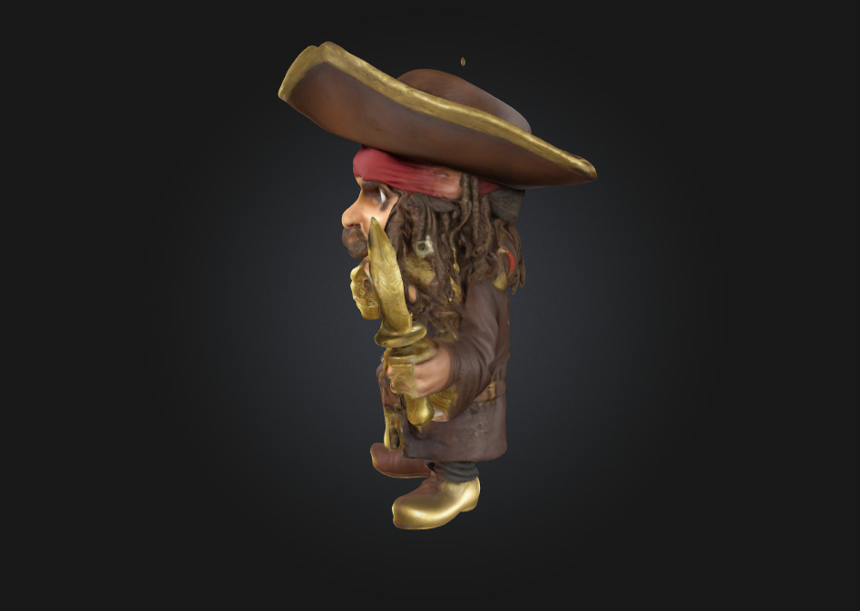Stylized 3D Printable Captain Jack Sparrow Caricature Figure 3D print model_3