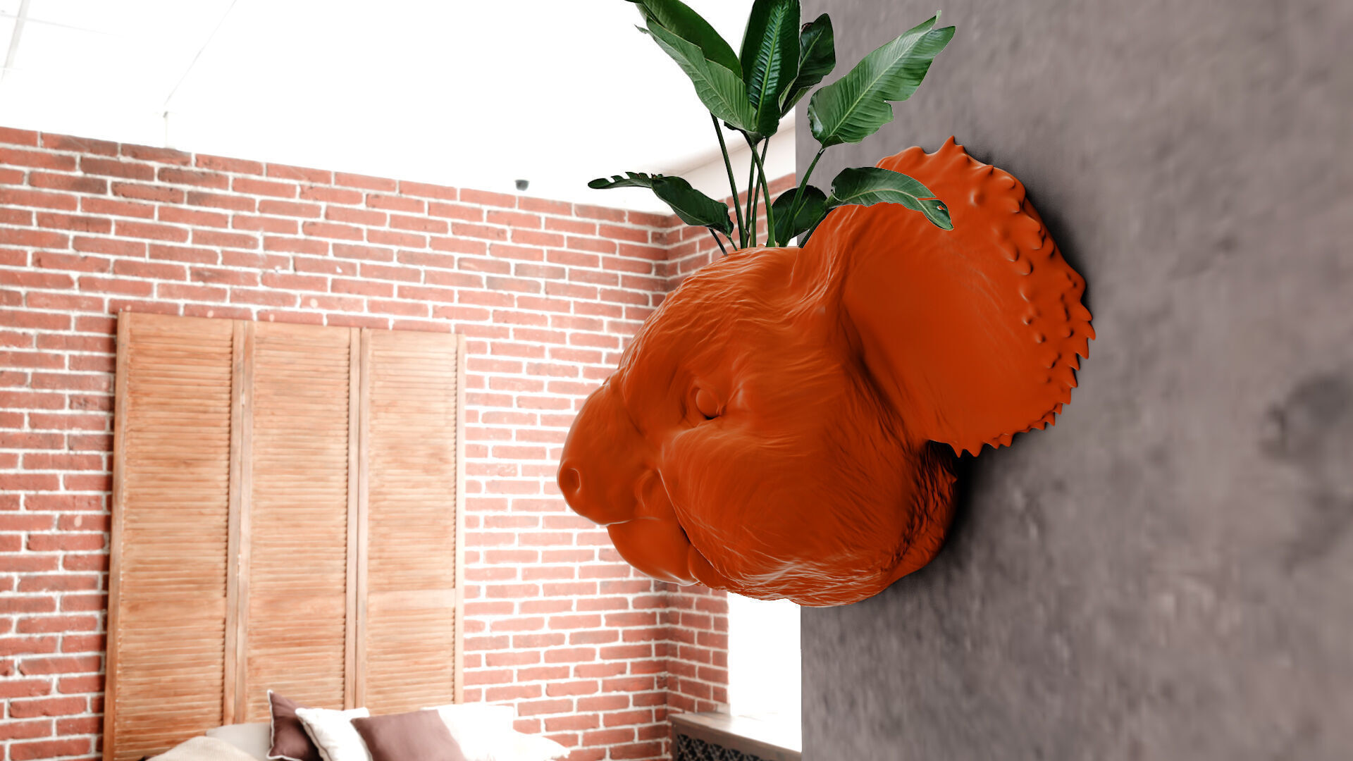 koala head planter wall mount STL 3D print model_1