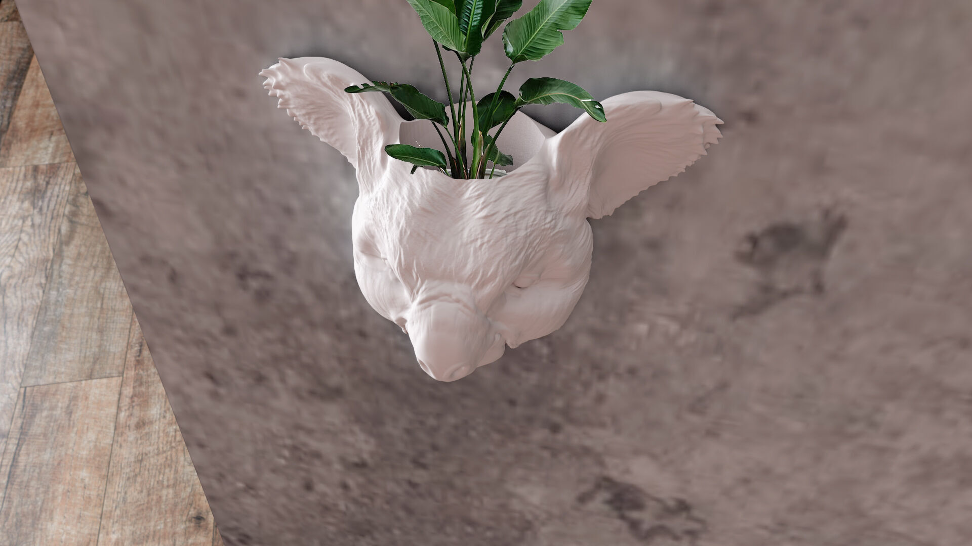 koala head planter wall mount STL 3D print model_3