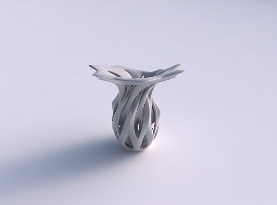 Vase curved with intersection through cuts eccentric 3D print model_0