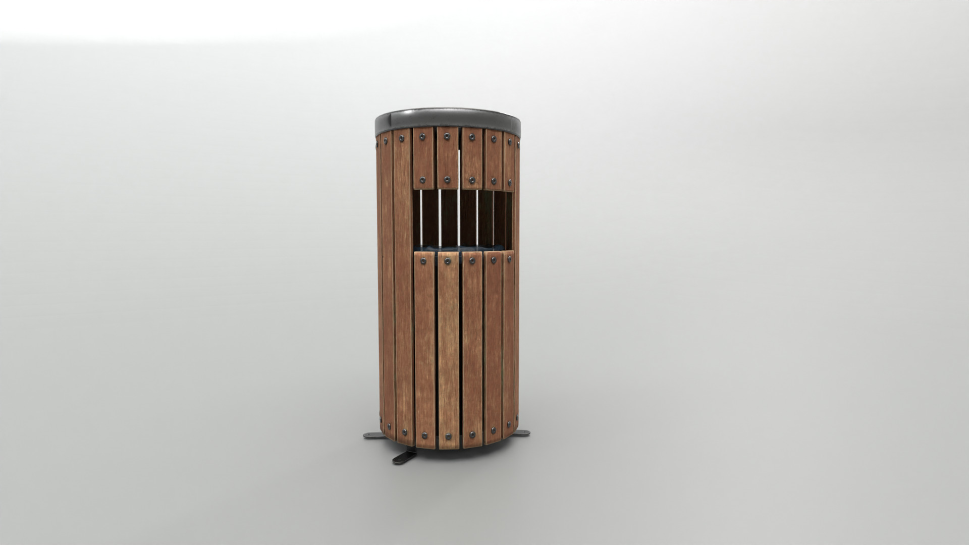 Modern Timber Street bin Vol 09 Game Ready PBR Low-poly 3Dmodel Low-poly 3D model_1