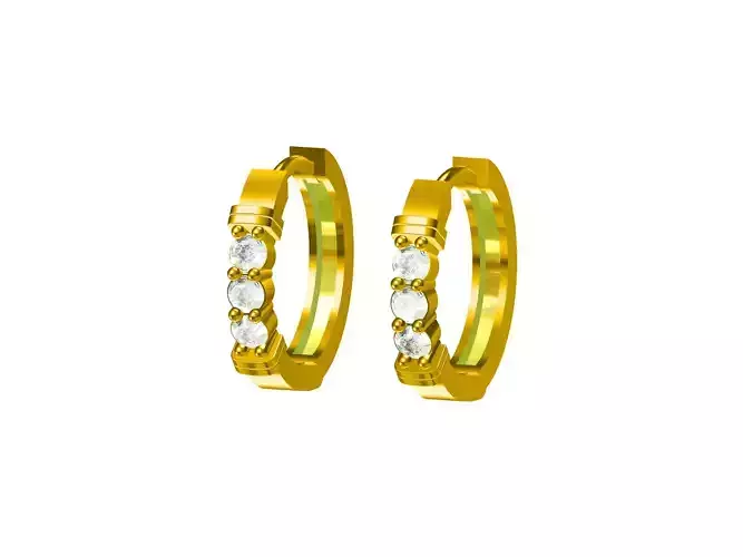 Women Diamond Huggie Earring Jewelcad Render 3d Print Model