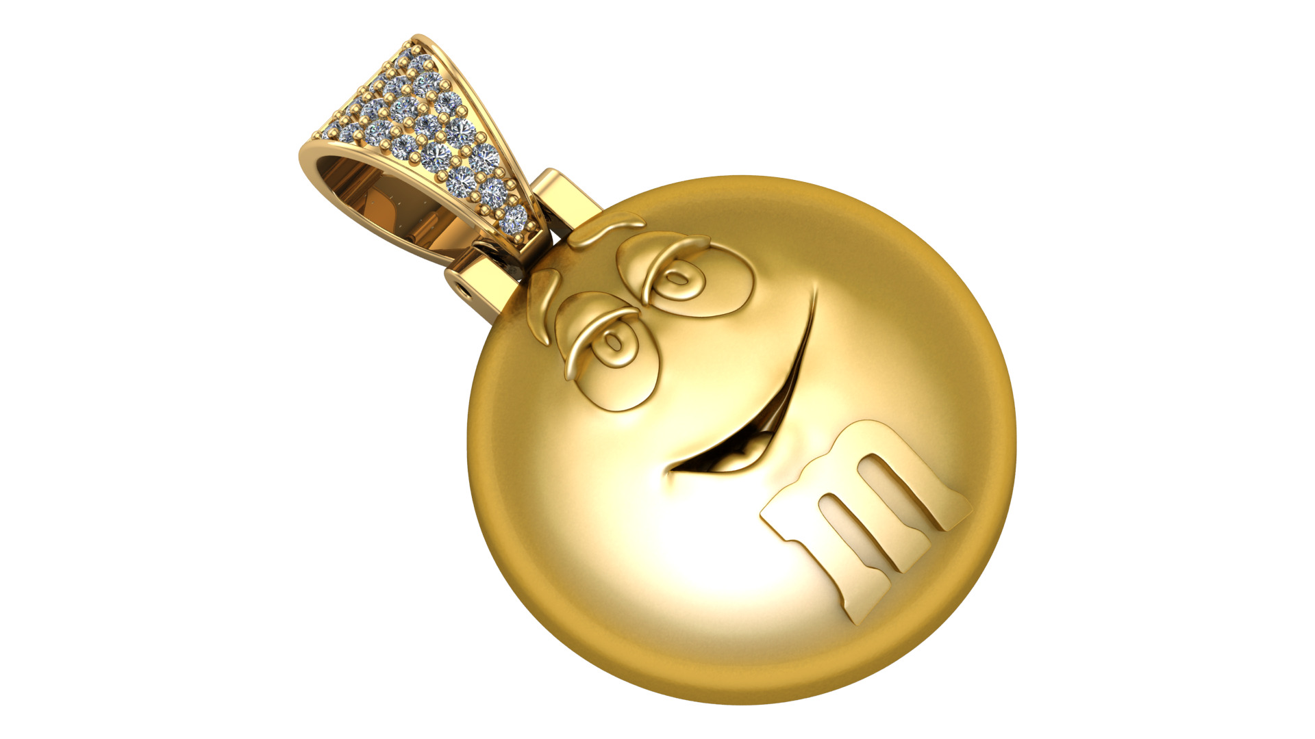 M M Inspired Pendant 14K Gold Custom Design 3D print model_1