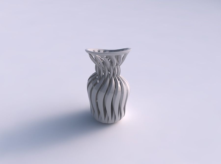 Vase curved twisted with sharp muscle structure and intertwin... 3D print model_0