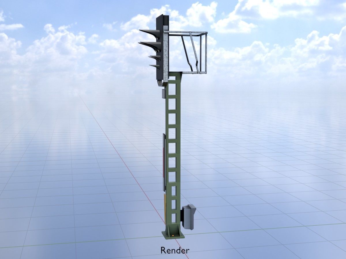 KS Railway Signal Post 4500mm all Versions 3D Model Collection_97