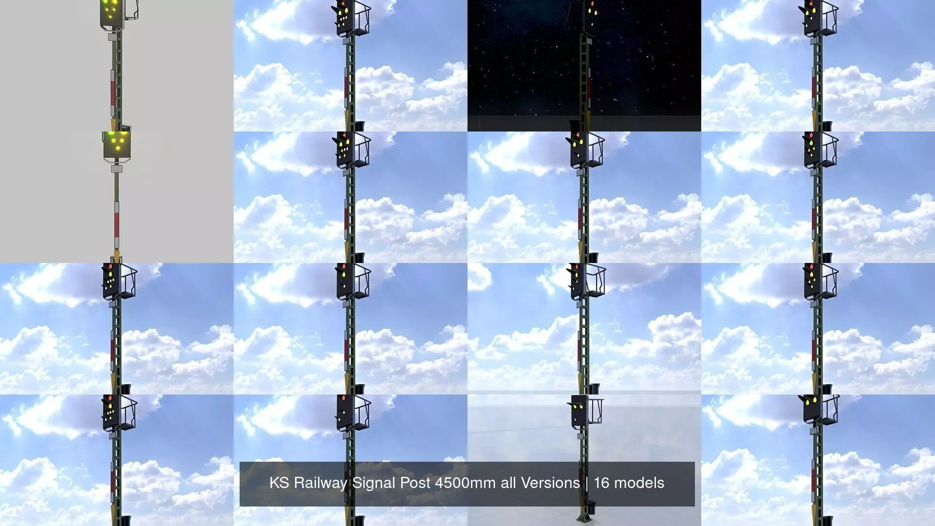 KS Railway Signal Post 4500mm all Versions 3D Model Collection_0