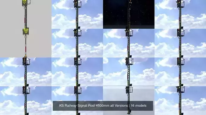 KS Railway Signal Post 4500mm all Versions 3D Model Collection