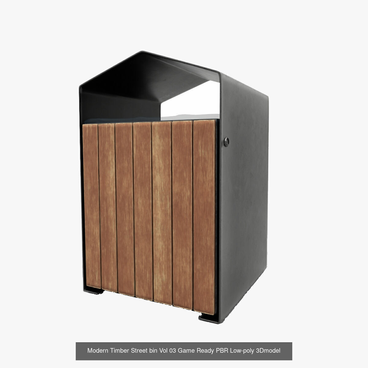 Modern Timber Pack Street Bin - 4K Textures Game-Ready PBR 3D Model Collection_4