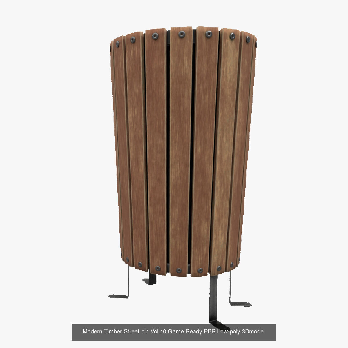 Modern Timber Pack Street Bin - 4K Textures Game-Ready PBR 3D Model Collection_11