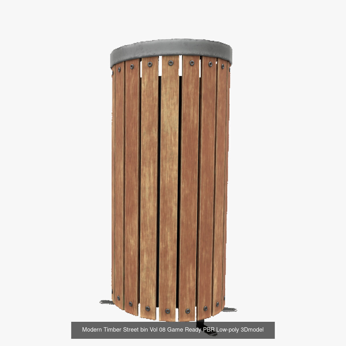 Modern Timber Pack Street Bin - 4K Textures Game-Ready PBR 3D Model Collection_9