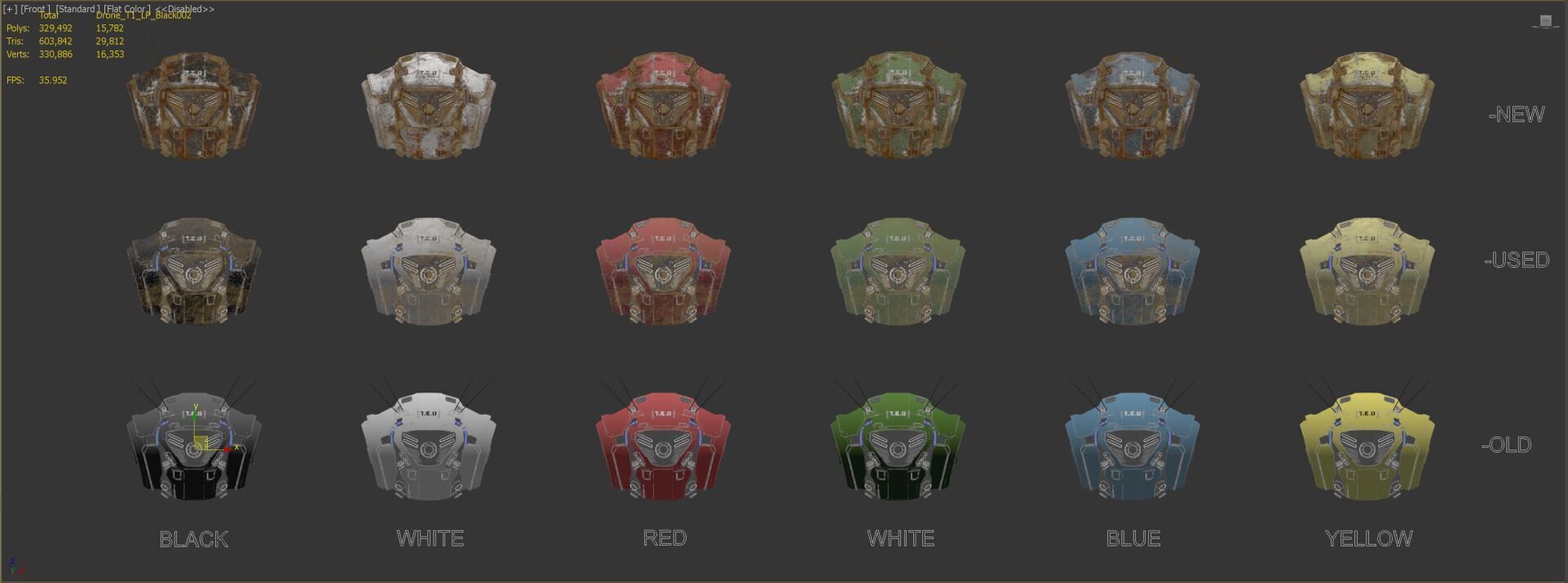 Technical Escort Drone All Tiers T-E-D Sci-Fi Asset Pack Low-poly 3D model_26