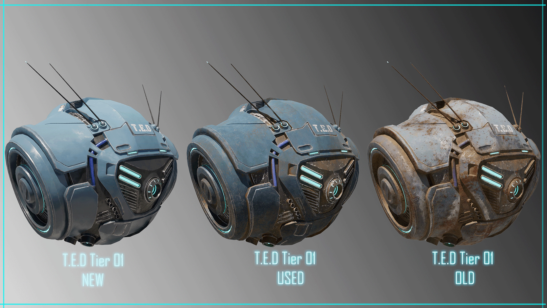 Technical Escort Drone All Tiers T-E-D Sci-Fi Asset Pack Low-poly 3D model_9