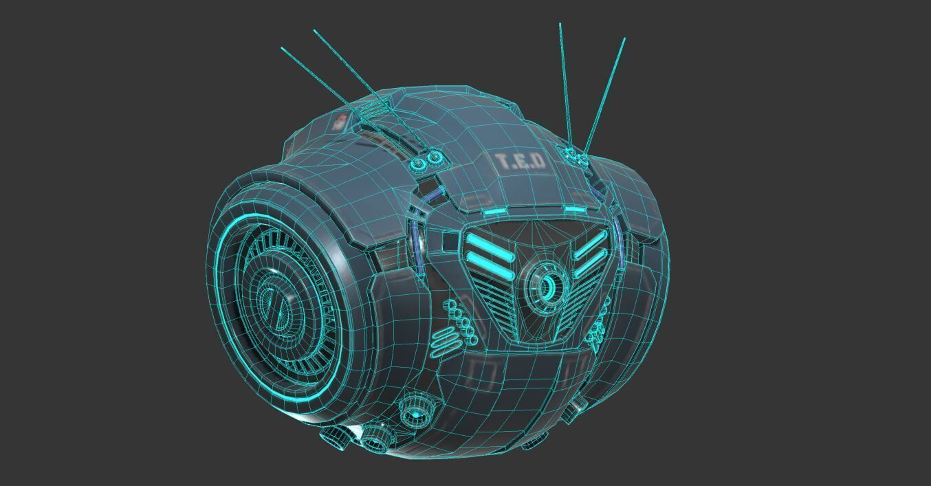 Technical Escort Drone All Tiers T-E-D Sci-Fi Asset Pack Low-poly 3D model_23