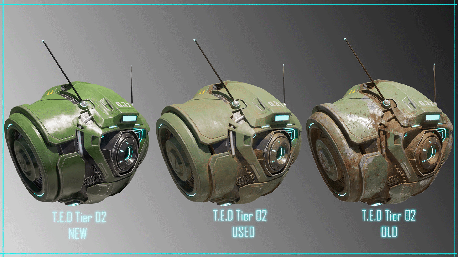 Technical Escort Drone All Tiers T-E-D Sci-Fi Asset Pack Low-poly 3D model_12