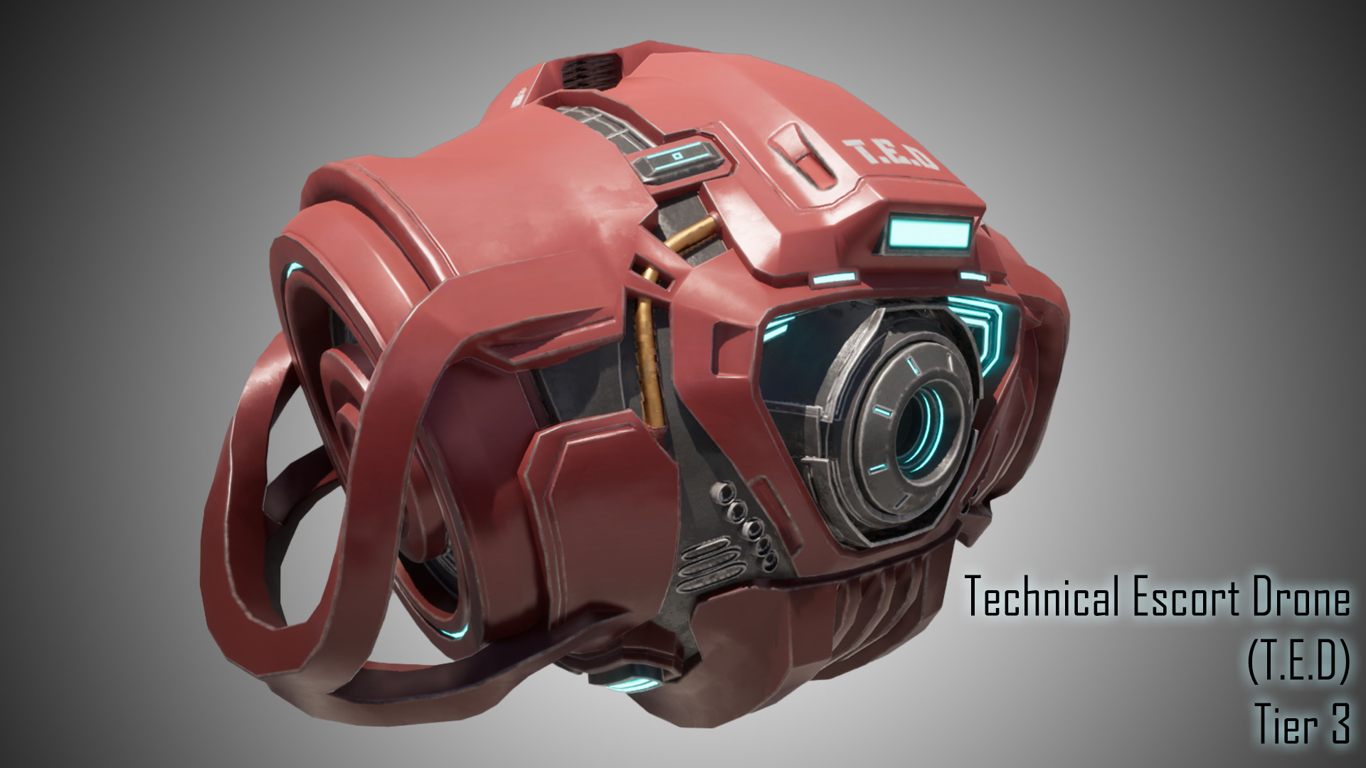 Technical Escort Drone All Tiers T-E-D Sci-Fi Asset Pack Low-poly 3D model_14