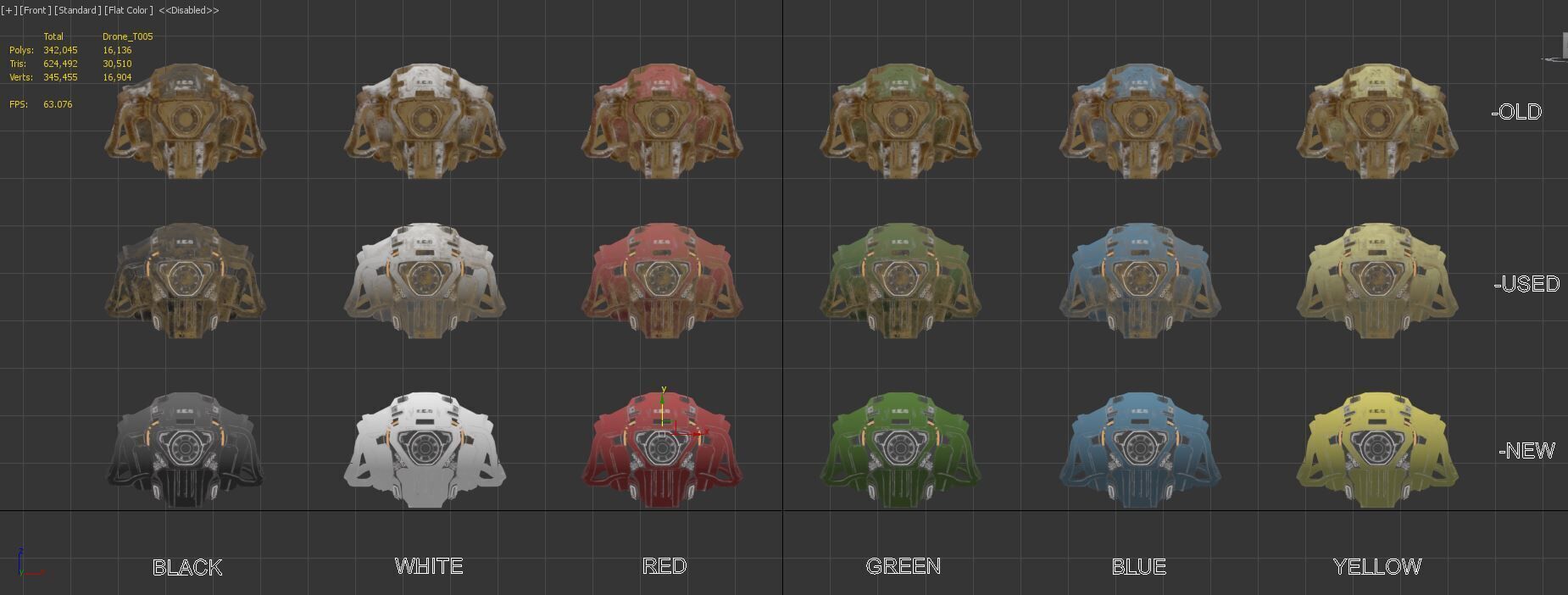 Technical Escort Drone All Tiers T-E-D Sci-Fi Asset Pack Low-poly 3D model_28