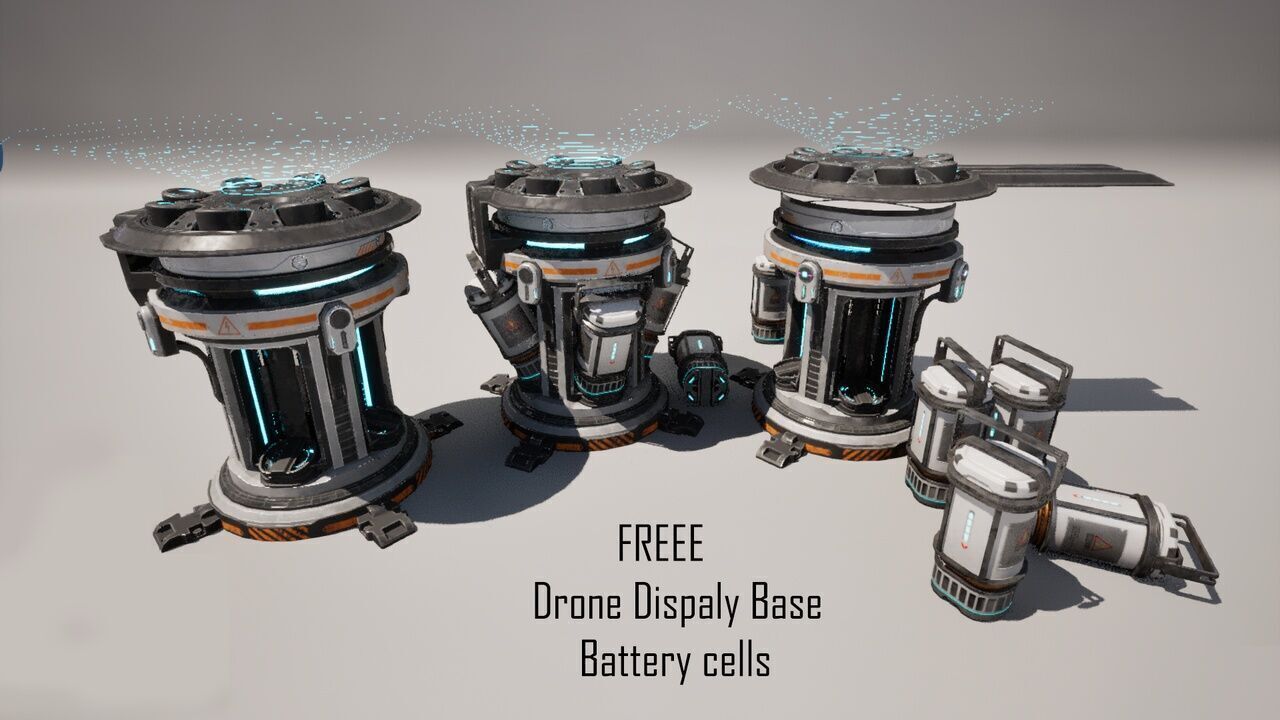 Technical Escort Drone All Tiers T-E-D Sci-Fi Asset Pack Low-poly 3D model_19