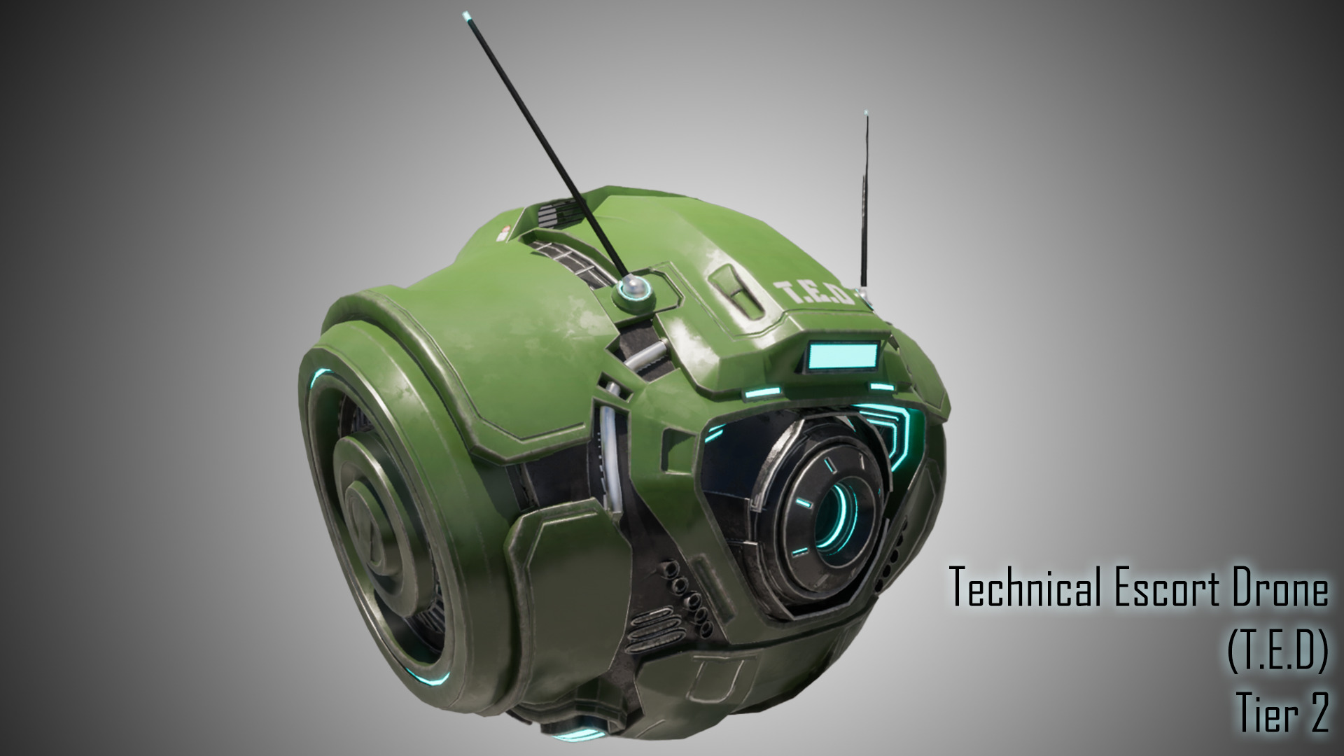 Technical Escort Drone All Tiers T-E-D Sci-Fi Asset Pack Low-poly 3D model_11