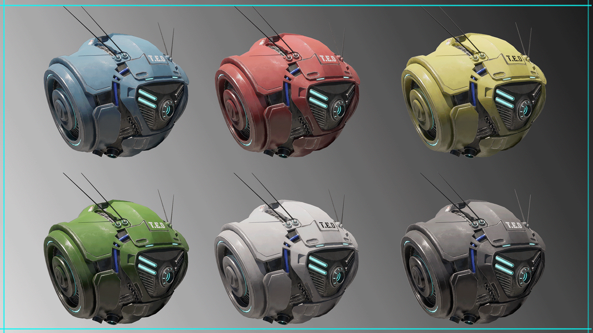 Technical Escort Drone All Tiers T-E-D Sci-Fi Asset Pack Low-poly 3D model_10