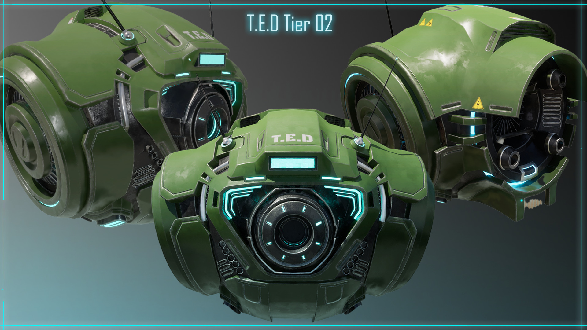 Technical Escort Drone All Tiers T-E-D Sci-Fi Asset Pack Low-poly 3D model_6