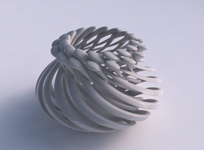 Vase curved with twisted muscle structure and soft tips twist... 3D print model