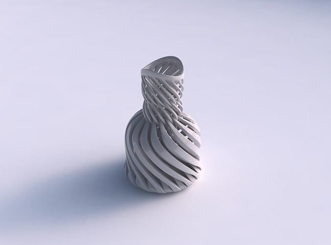 Vase curved twisted with sharp muscle structure and intertwin... 3D print model