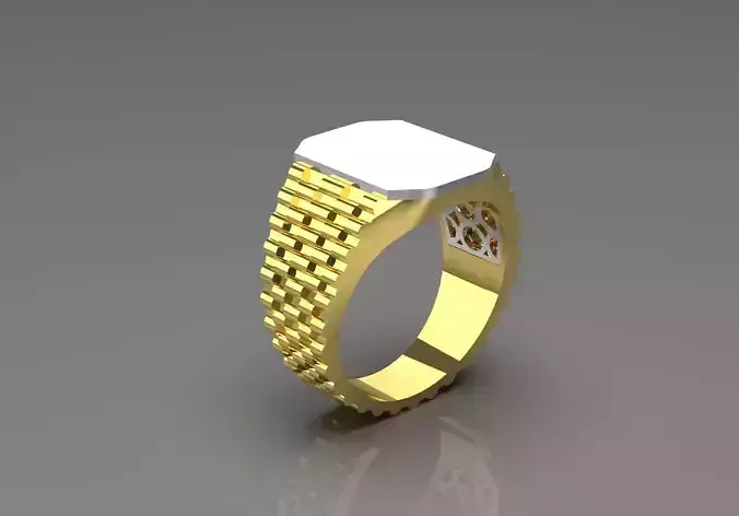 Man two-tone gold ring modern design model mr0088