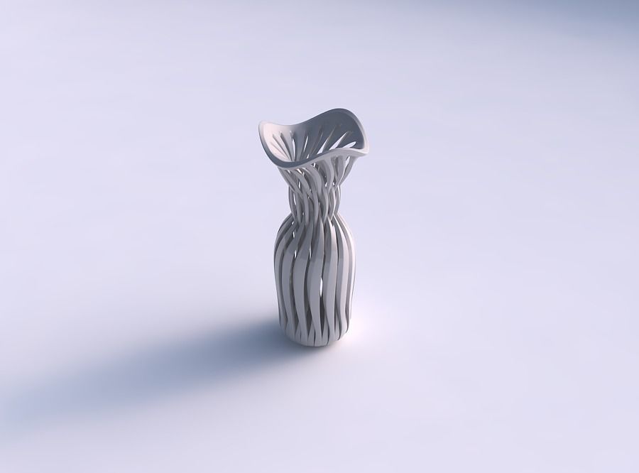 Vase curved twisted with sharp muscle structure and intertwin... 3D print model_0