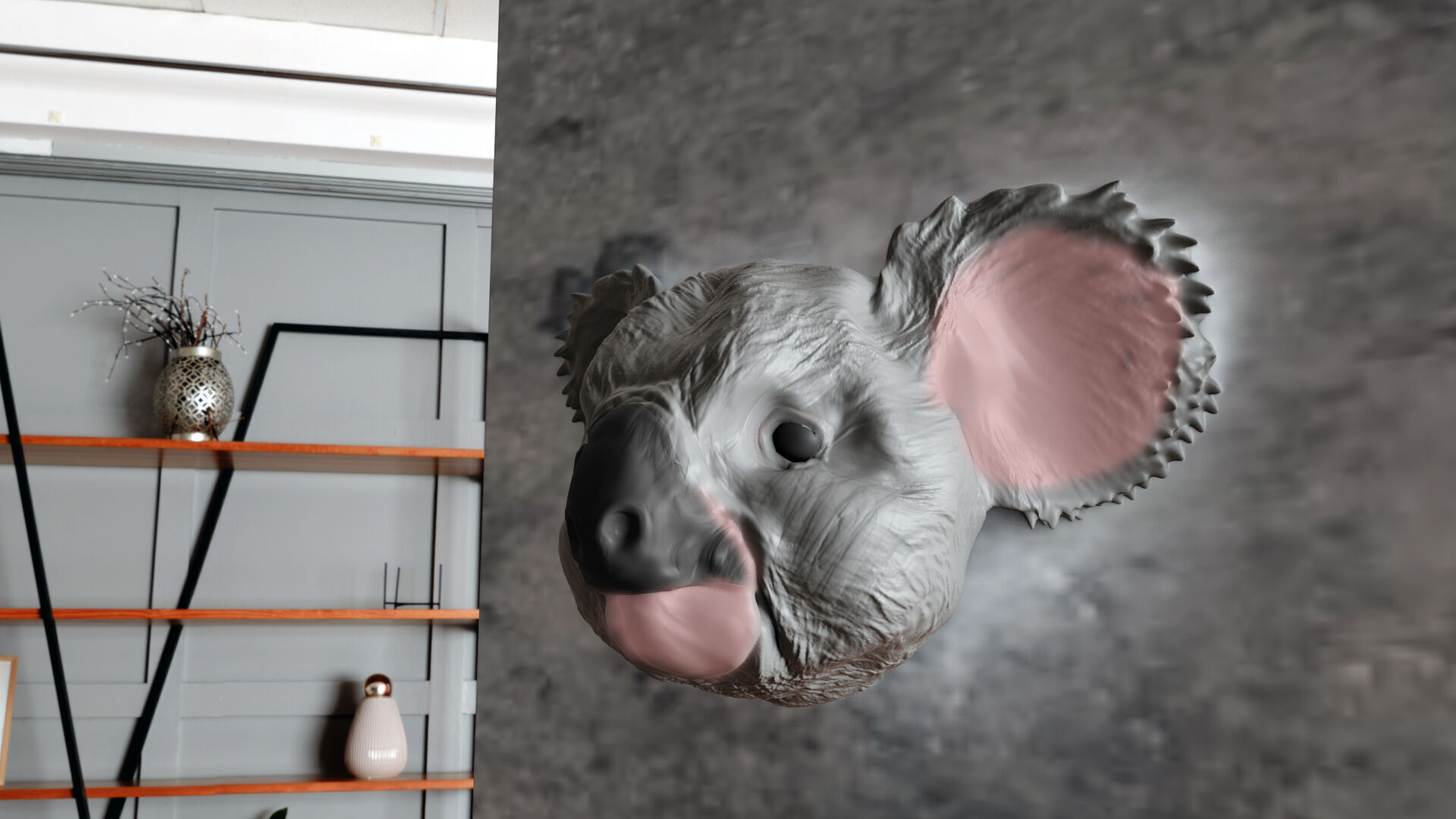 koala head wall mount STL 3D print model_1