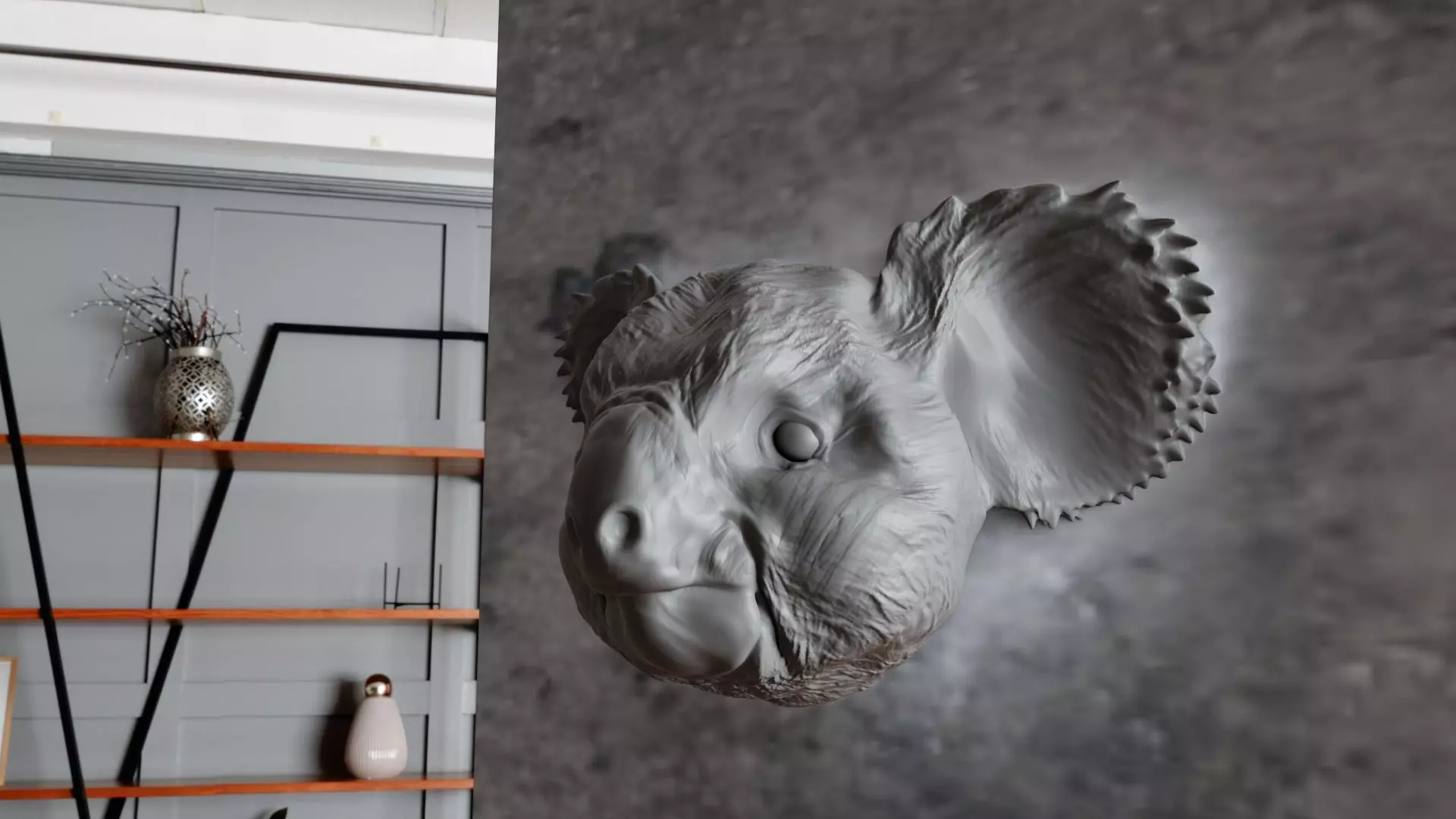 koala head wall mount STL 3D print model_0