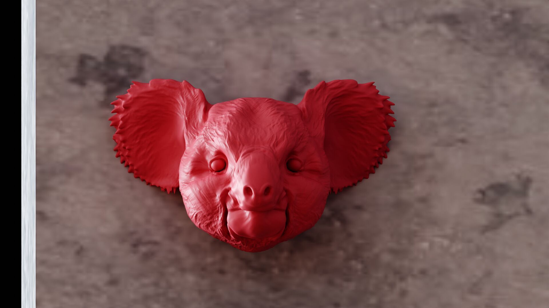 koala head wall mount STL 3D print model_2