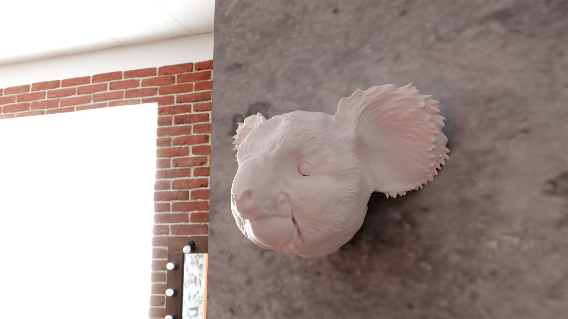 koala head wall mount STL 3D print model_3