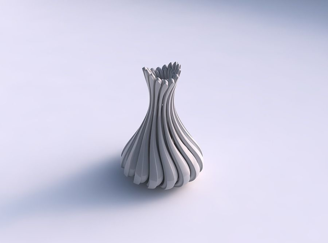 Vase curved twisted with beveled muscle structure and soft tips streched top