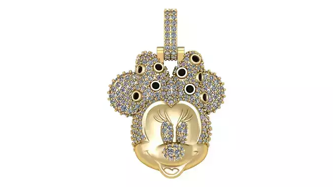 Minnie Mouse Pendant 3D CAD Model for Jewelry Making