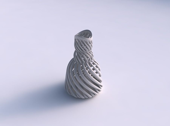 Vase curved twisted with muscle structure and intertwining in neck twisted and streched top