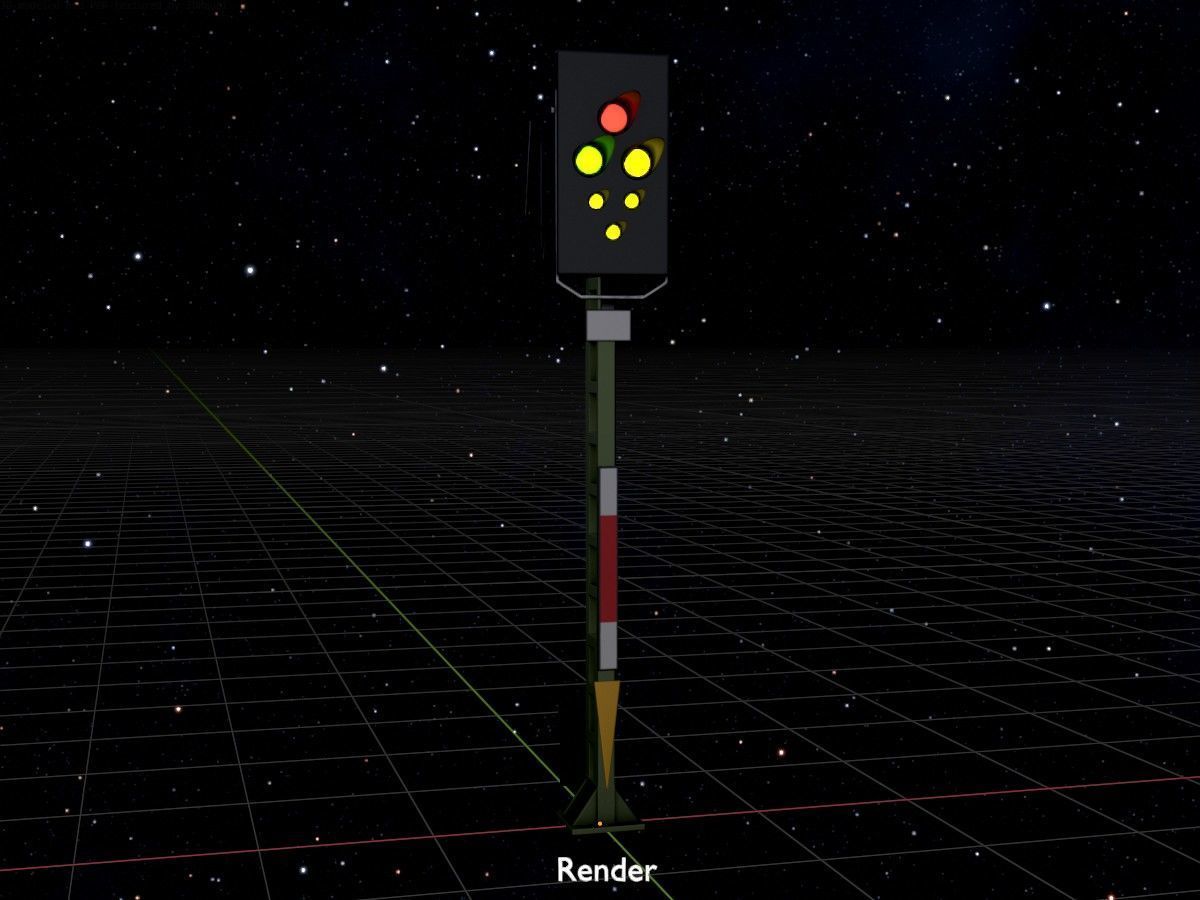 KS Railway Signal Post 4500mm and 7000mm All Versions 3D Model Collection_134