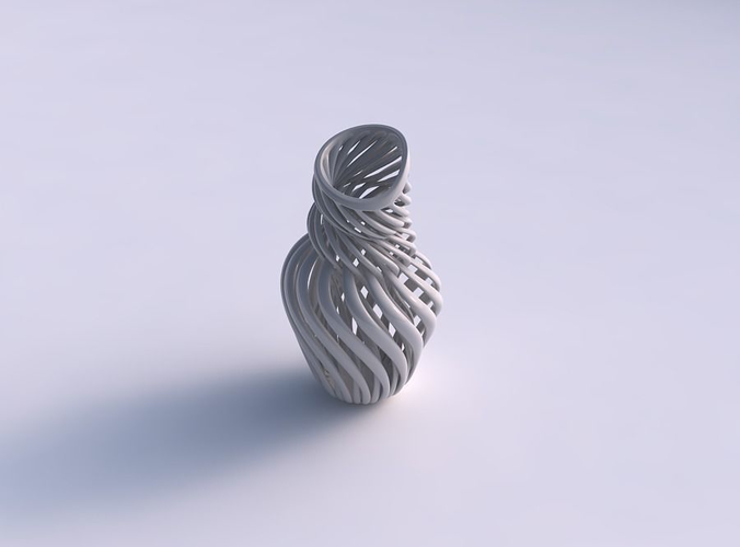 Vase curved twisted with muscle structure and intertwining in neck pimp up top