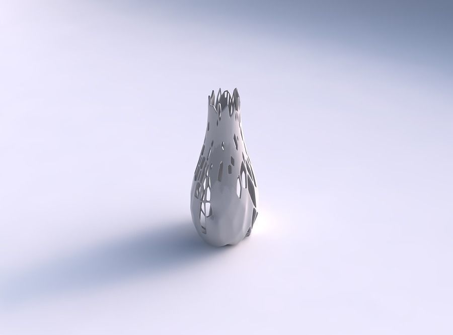Vase curved with organic skin with holes 3D print model_0
