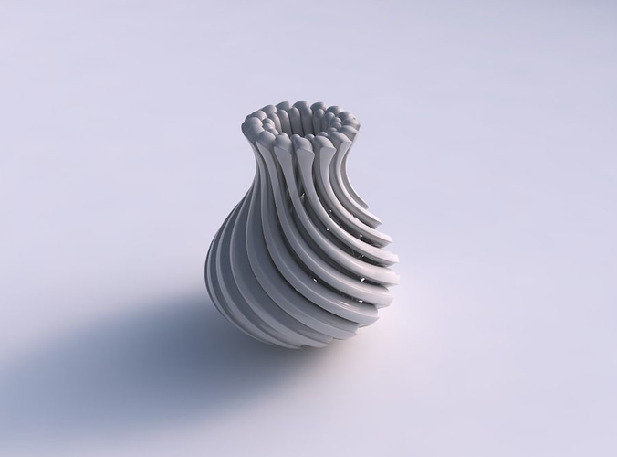 Vase curved twisted with beveled muscle structure and soft tips twisted and squeezed