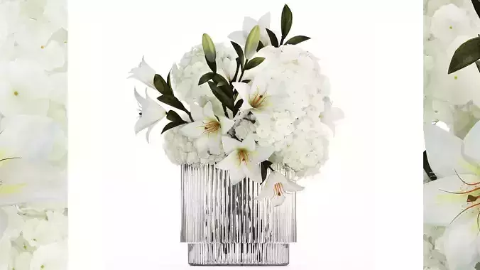 Bouquet Of Flowers Vase Hydrangea Lilies 511 3D model