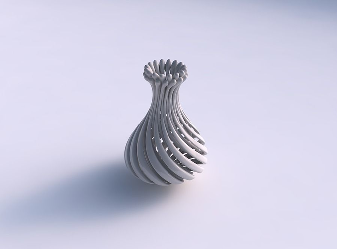 Vase curved twisted with muscle structure and soft tips wide middle