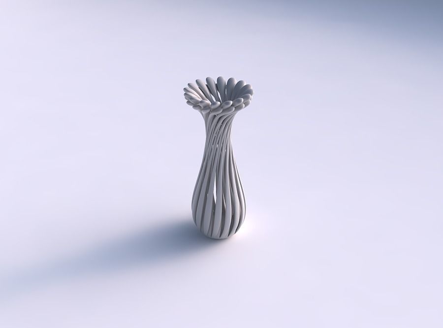 Vase curved twisted with muscle structure and soft tips widen... 3D print model_0