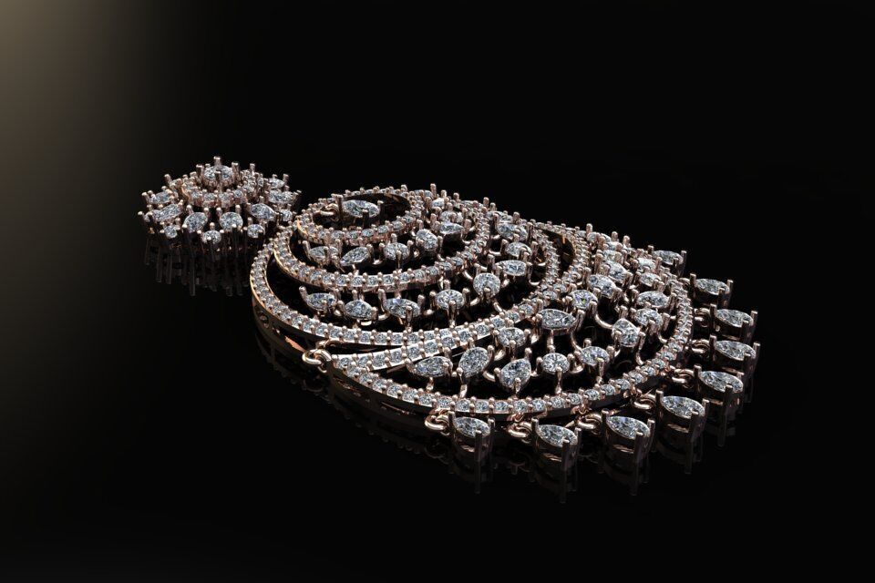 Luxury diamond Earring  3D print model  3D print model_2