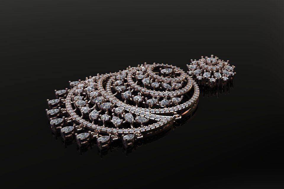 Luxury diamond Earring  3D print model  3D print model_1