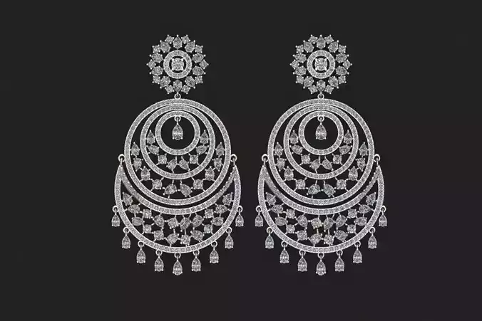 Luxury diamond Earring  3D print model 